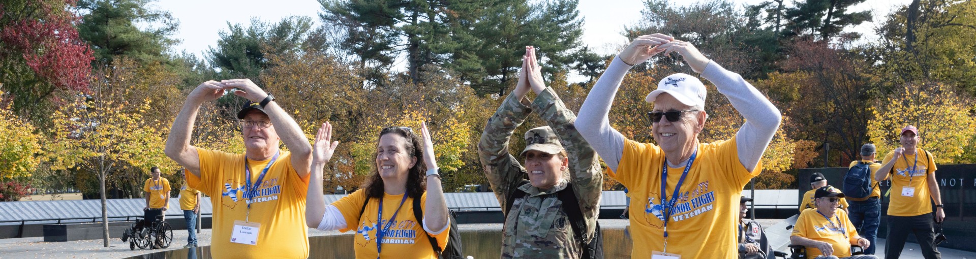 Veterans and Guardians forming Ohio with arms
